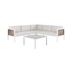 Set lounge da giardino a 4 posti bianco e marrone BORELLO