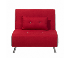 Divano letto singolo in tessuto rosso FARRIS