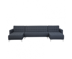 Divano letto a forma di U in tessuto grigio scuro ABERDEEN