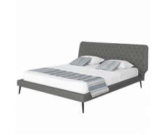 Letto in simil pelle grigia con struttura a doghe 180 x 200 cm ESSONNE