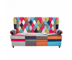 Divano letto in velluto patchwork multicolore MALVIK