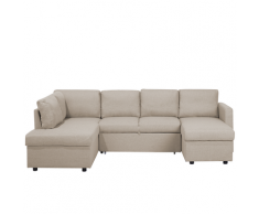 Divano letto angolare contenitore in tessuto beige KARRABO