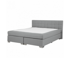 Letto boxspring in tessuto grigio chiaro 160 x 200 cm ADMIRAL