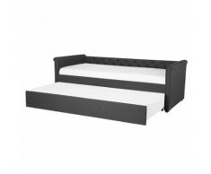 Letto da giorno in tessuto grigio scuro 90x200cm LIBOURNE