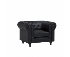 Poltrona vintage in ecopelle nera CHESTERFIELD grande