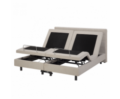 Letto di tessuto imbottito beige regolabile elettricamente 160 x 200 cm DUKE