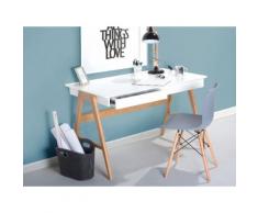 Scrivania da ufficio in legno bianco con 2 cassetti - 120x70cm - SHESLAY
