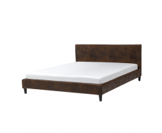 Letto sfoderabile in camoscio marrone 180 x 200 cm FITOU