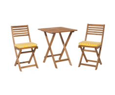 Set da giardino in legno marrone cuscini gialli FIJI