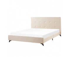 Letto in tessuto beige 160 x 200 cm AMBASSADOR
