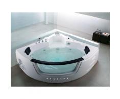 Vasca da bagno angolare bianca con LED 140 cm MARTINICA