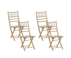 Set di 4 sedie da pranzo pieghevoli in legno dorato MACHIAS