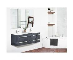 Mobiletto da Bagno Grigio e Bianco con Cassetti e due Specchi Moderno MADRID