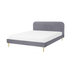 Letto matrimoniale in velluto grigio 160x200cm FLAYAT