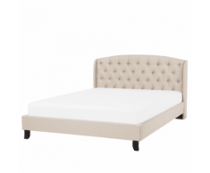 Letto in tessuto beige 140 x 200 cm BORDEAUX