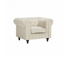 Poltrona vintage in tessuto beige CHESTERFIELD