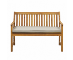 Panca da giardino in legno di acacia con cuscino beige 120 cm VIVARA