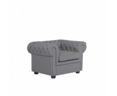 Poltrona vintage in pelle grigia CHESTERFIELD