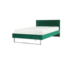 Letto imbottito velluto verde rete a doghe 140 x 200 cm BELLOU