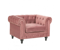 Poltrona in velluto rosa CHESTERFIELD