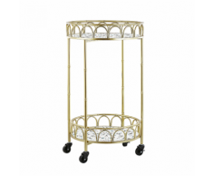 Carrello da cucina oro ed effetto terrazzo SHAFTER