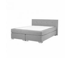 Letto boxspring in tessuto grigio chiaro 160 x 200 cm CONSUL