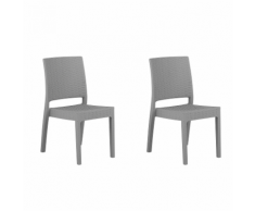 Sedia da giardino in rattan-grigio chiaro set di 2 pz FOSSANO