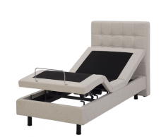 Letto di tessuto imbottito beige regolabile elettricamente 80 x 200 cm DUKE