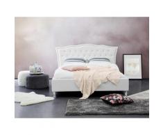 Letto matrimoniale moderno in pelle sintetica bianca 160x200cm METZ