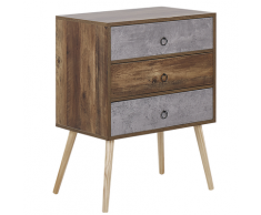Cassettiera a 3 cassetti legno scuro e grigio BATLEY