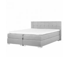 Letto boxspring matrimoniale in tessuto grigio chiaro 180x200cm ADMIRAL