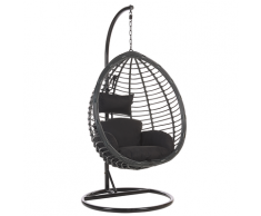 Poltrona sospesa in rattan nero con piedistallo TOLLO