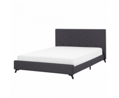 Letto in tessuto grigio scuro 140 x 200 cm AMBASSADOR