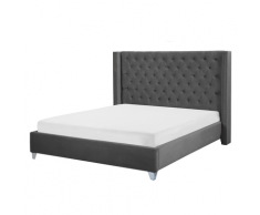 Letto imbottito con rete a doghe grigia 180 x 200 cm LUBBON