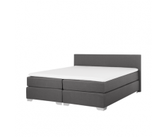 Letto boxspring in tessuto grigio 160 x 200 cm PRESIDENT