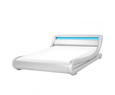 Letto ad acqua in pelle sintetica argento con LED 180x200cm AVIGNON