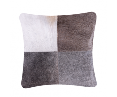 Cuscino decorativo in pelle bovina 45 x 45 cm grigio NELLAD