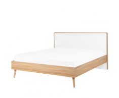 Letto in legno marrone chiaro e bianco 140 x 200 cm SERRIS
