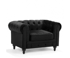 Poltrona vintage in tessuto nero CHESTERFIELD
