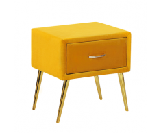 Comodino rivestito in velluto giallo FLAYAT