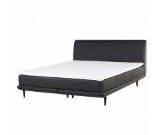 Letto boxspring matrimoniale pelle sintetica nera 180 x 200 cm MADAME