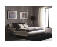 Letto con contenitore in pelle sintetica bianca 160x200 cm AVIGNON