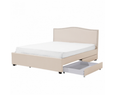 Letto con contenitore in tessuto beige 180x200cm MONTPELLIER