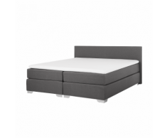 Letto boxspring in tessuto grigio 180 x 200 cm PRESIDENT