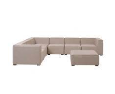 Salotto modulare da giardino in tessuto beige a 7 posti AREZZO