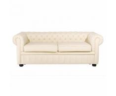 Divano vintage a 3 posti in pelle beige CHESTERFIELD