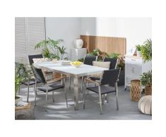 Set tavolo e sedie da giardino - In vetro temperato bianco e rattan - tavolo 180 con 6 sedie - GROSSETO