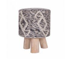 Sgabello in lana grigio/beige AGRA II