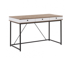 Scrivania color legno chiaro / bianco con 3 cassetti 120 x 60 cm HINTON