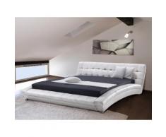 Letto ad acqua matrimoniale in pelle bianca 160 x 200 cm LILLE